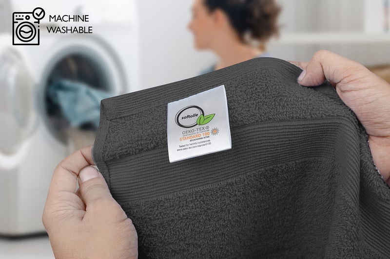 Softolle Premium Wash Cloths Pack of 12 (13"" x 13"" Inches)- 100% Combed Ring Spun Cotton WashCloth - Luxury Washcloths - Ultra Soft Face Towels - Highly Absorbent Wash Cloth for Face (Grey) (Grey) - Image 3